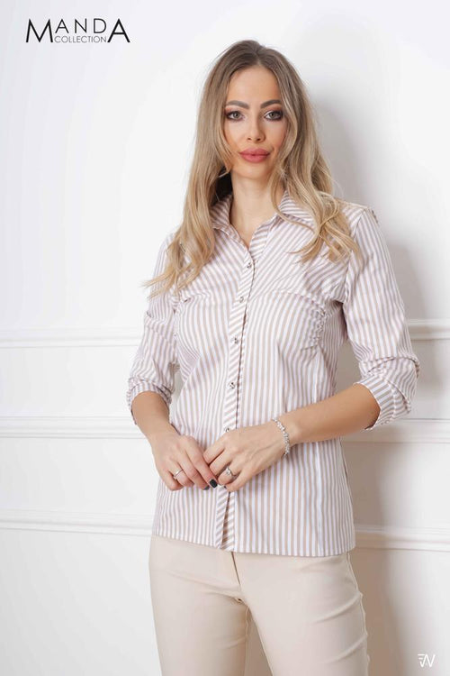 Drap striped blouse-0
