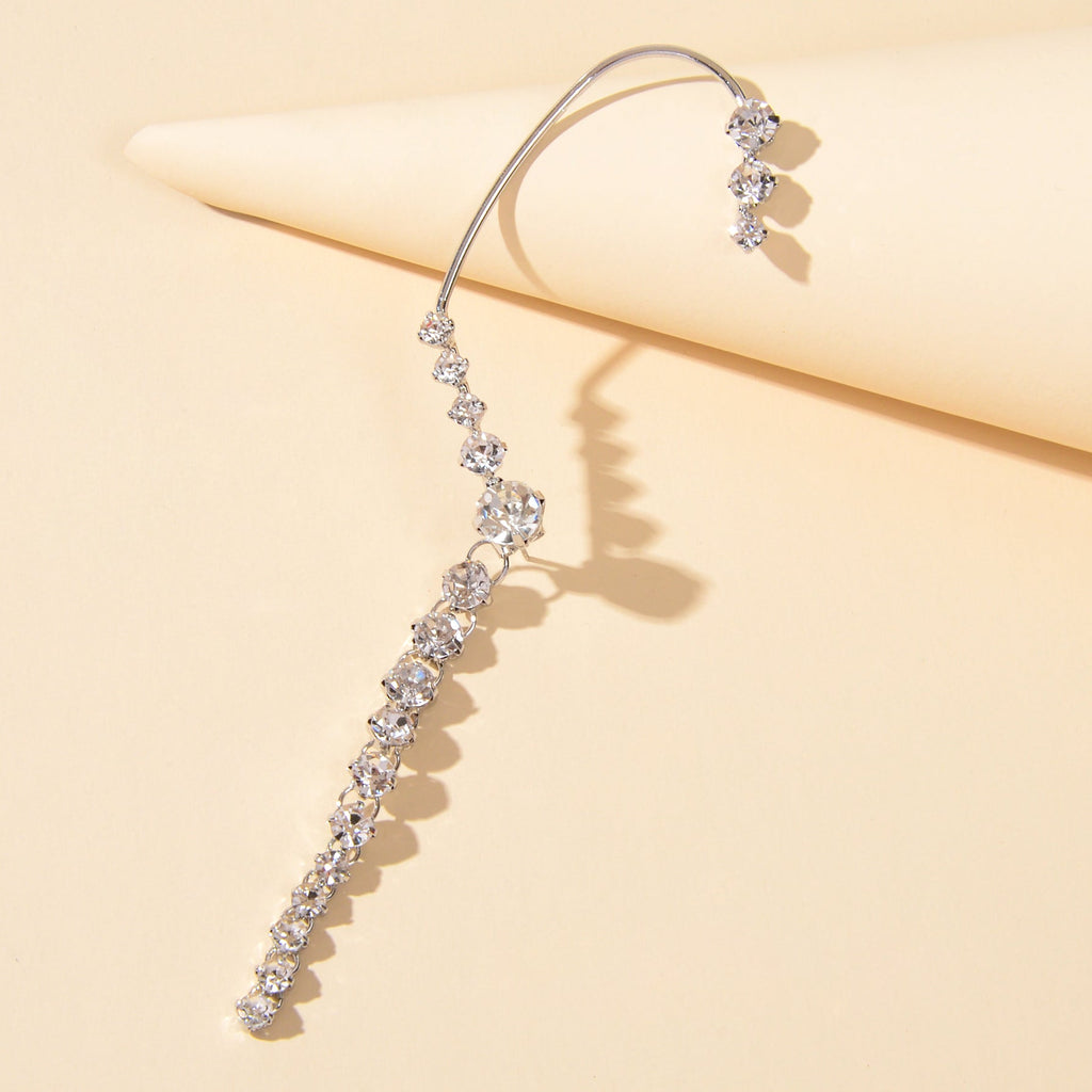 1 Stück Luxus Knorpel Schmuck Vollbesetzter Strass Langer Ear Cuff Knorpel Ohrring