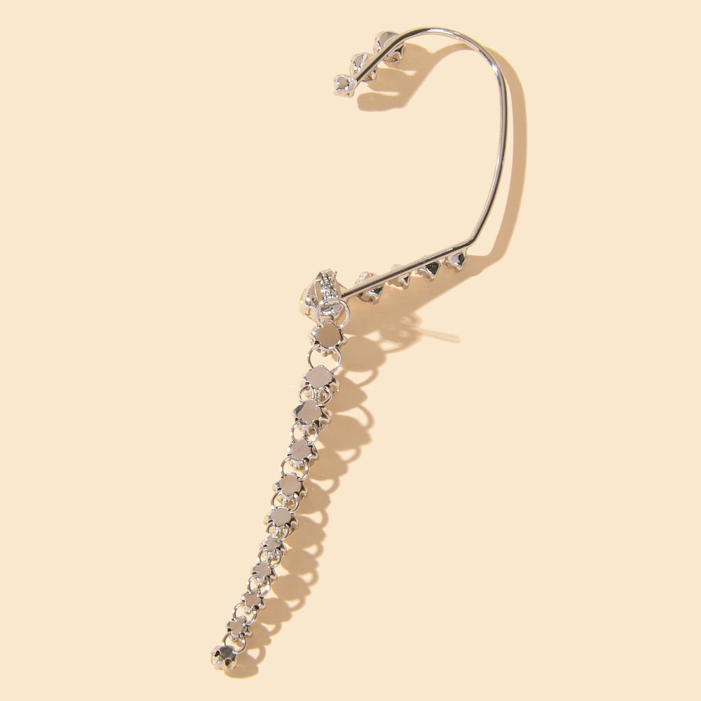 1 Stück Luxus Knorpel Schmuck Vollbesetzter Strass Langer Ear Cuff Knorpel Ohrring