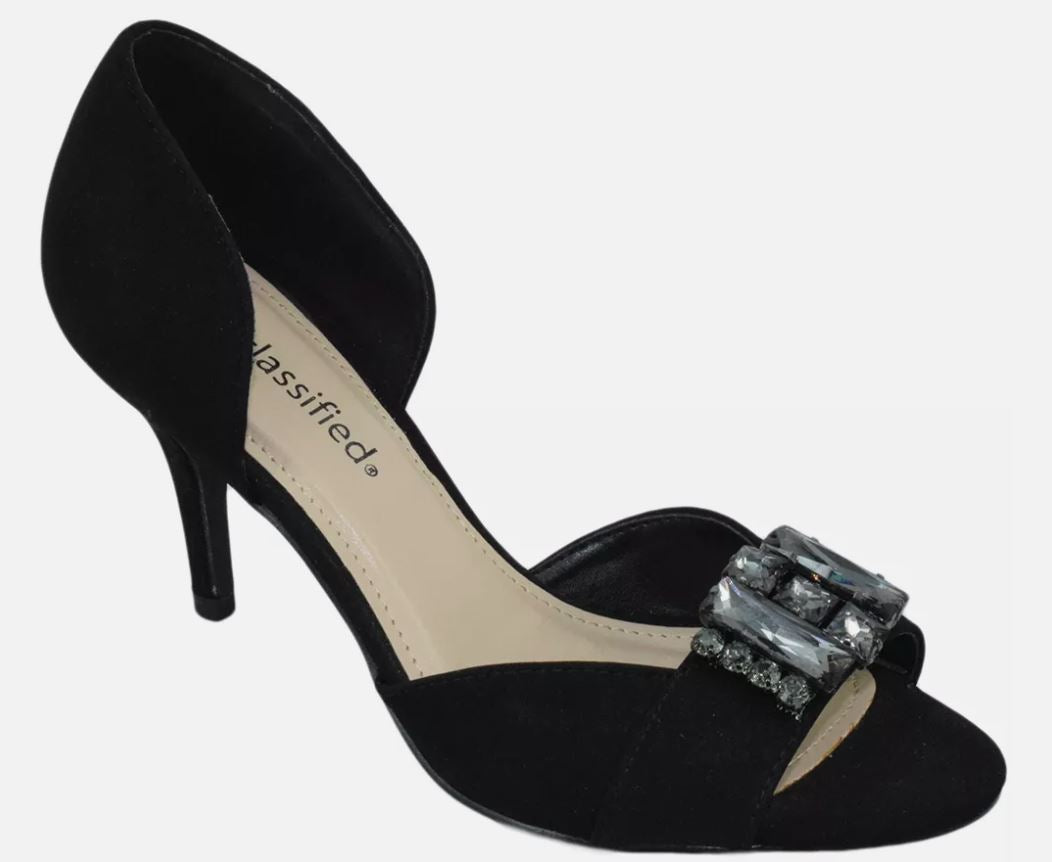 Slip-On High Heels Pumps Schwarz Wildleder Strass POLAR 10