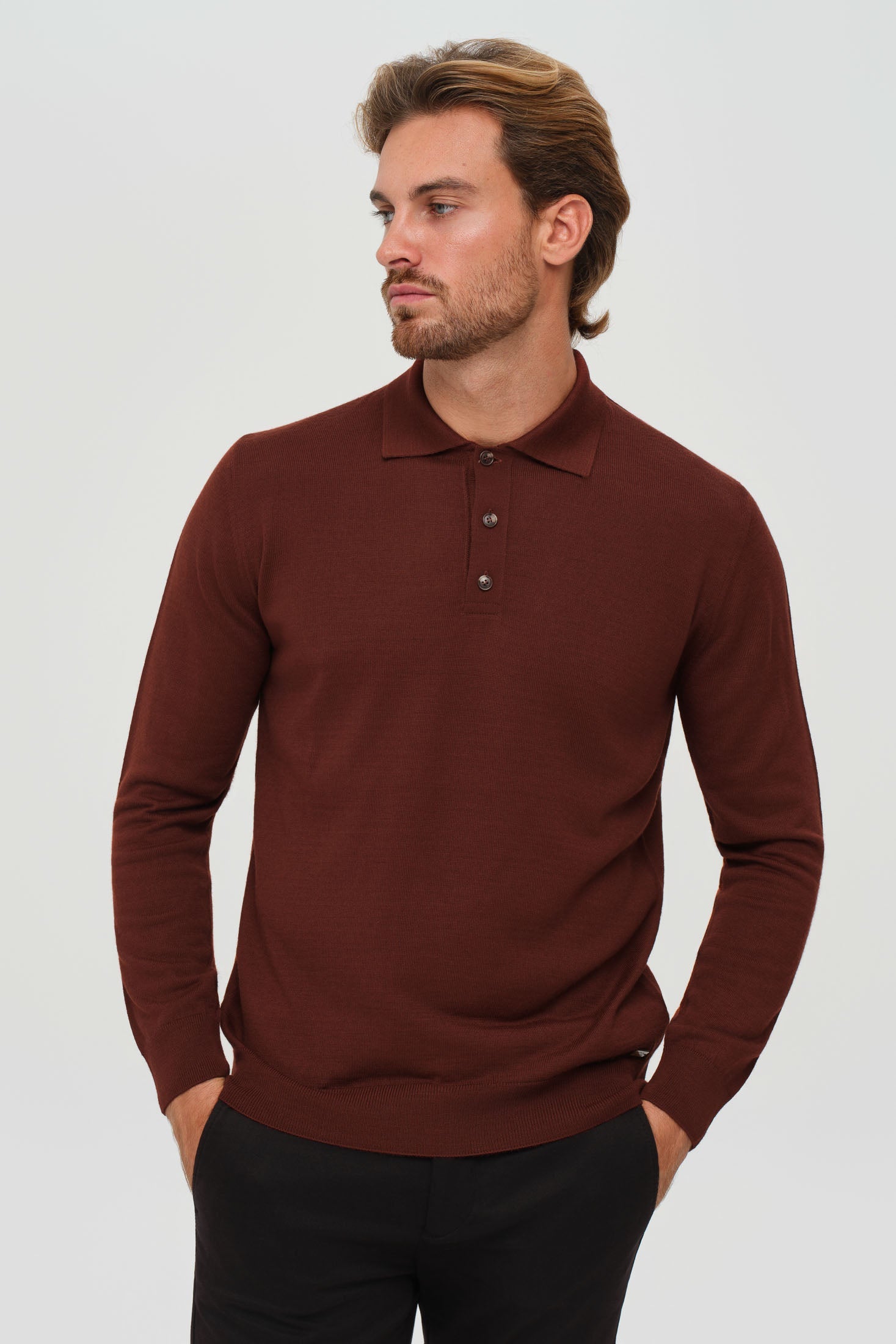 Herren Premium Langarm-Strickpullover – Wollmischung Komfort