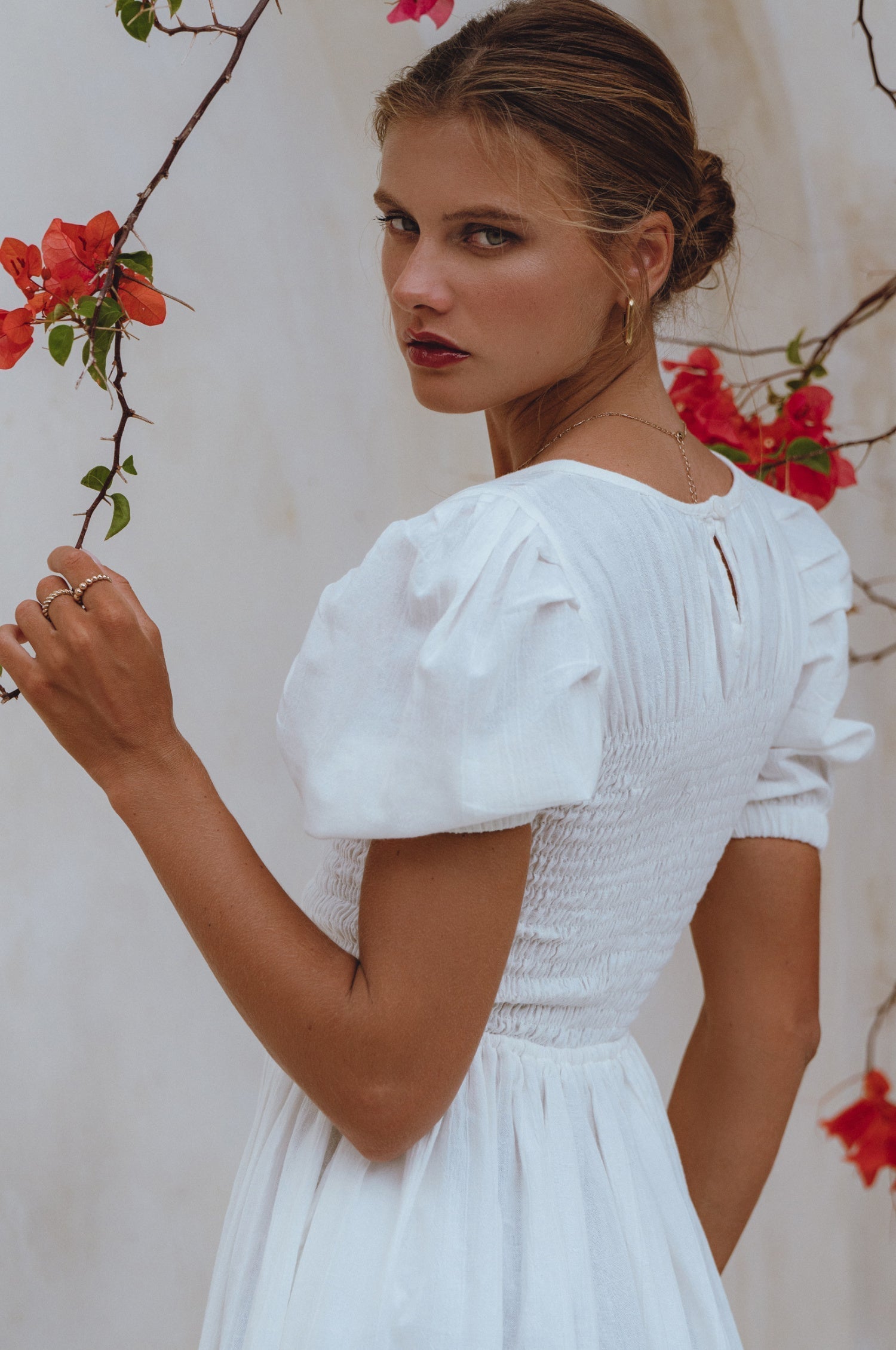 Elodie Smocked Leinen Mini Kleid