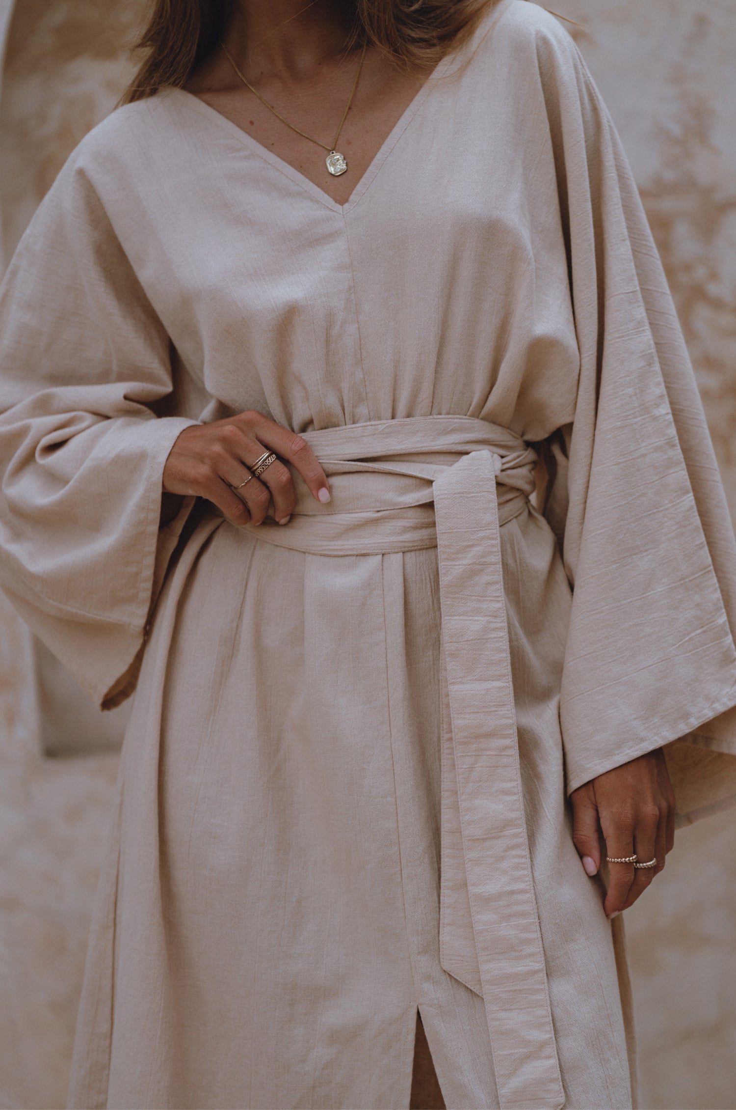 Hana Leinen Kimono Kleid