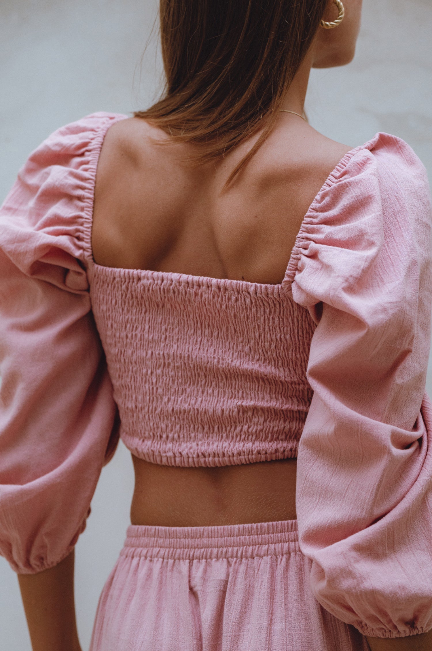 Helsa Langarm Leinen Top