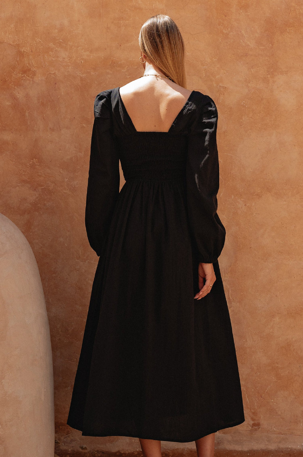 Narcisa Puffärmel Leinen Kleid